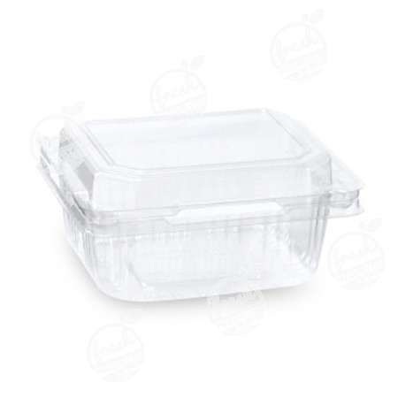 กล่องพลาสติกใส่ผลไม้ PET 250 ml ฝา+รูระบายอากาศด้านข้าง (ห่อ)